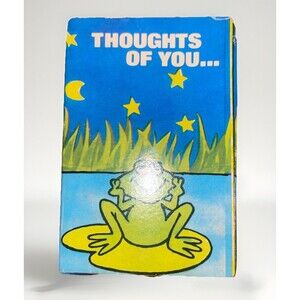 Vtg 1977 Russ Berrie & Co Thoughts You Brighten My Day Plastic Frog In A Box New